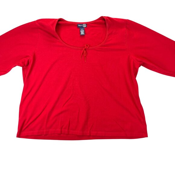 Venezia Jeans Red Cotton Blend Top Size 22/24 Made In USA - Picture 1 of 9